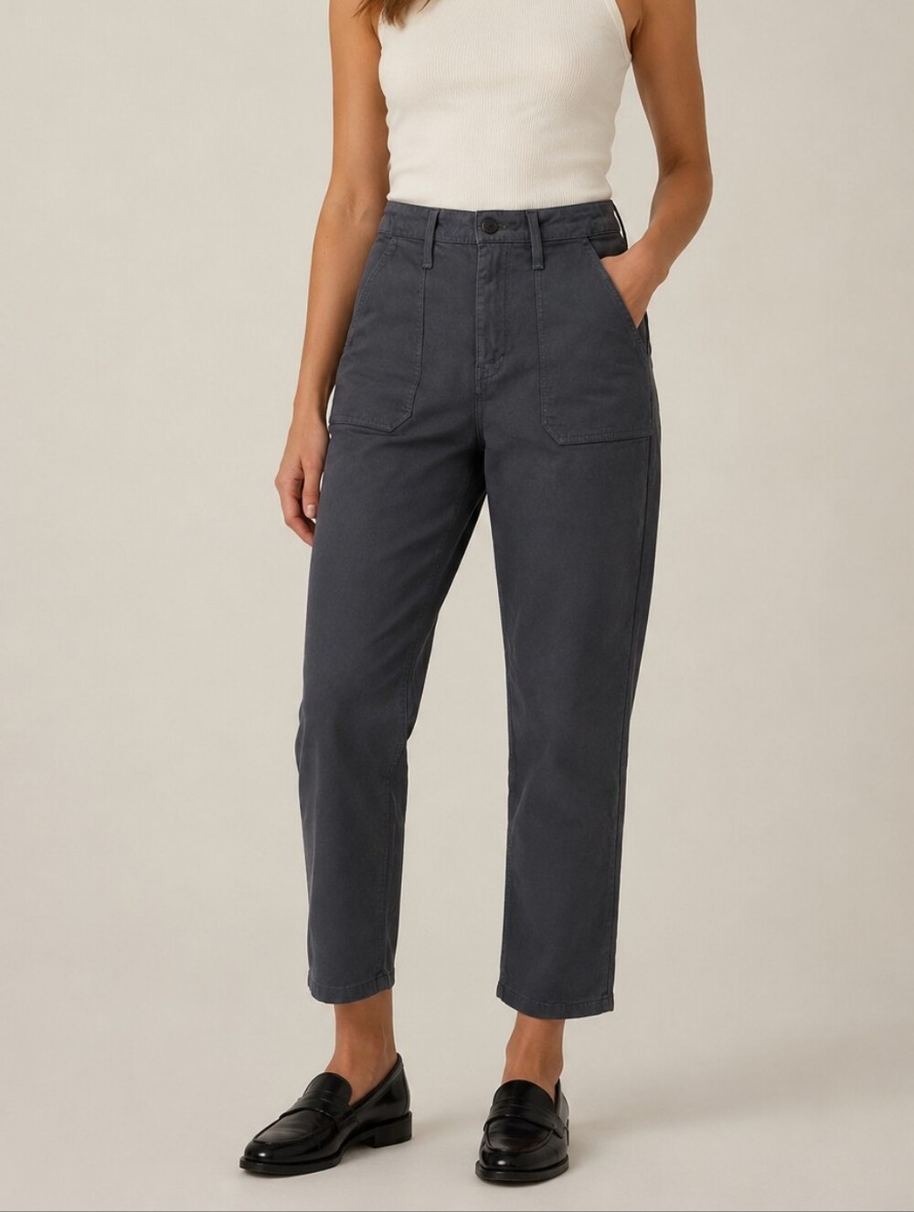L.T.J. Letter to Juliet NWT High Rise Cropped Straight Jeans in Charcoal